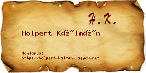 Holpert Kálmán névjegykártya
